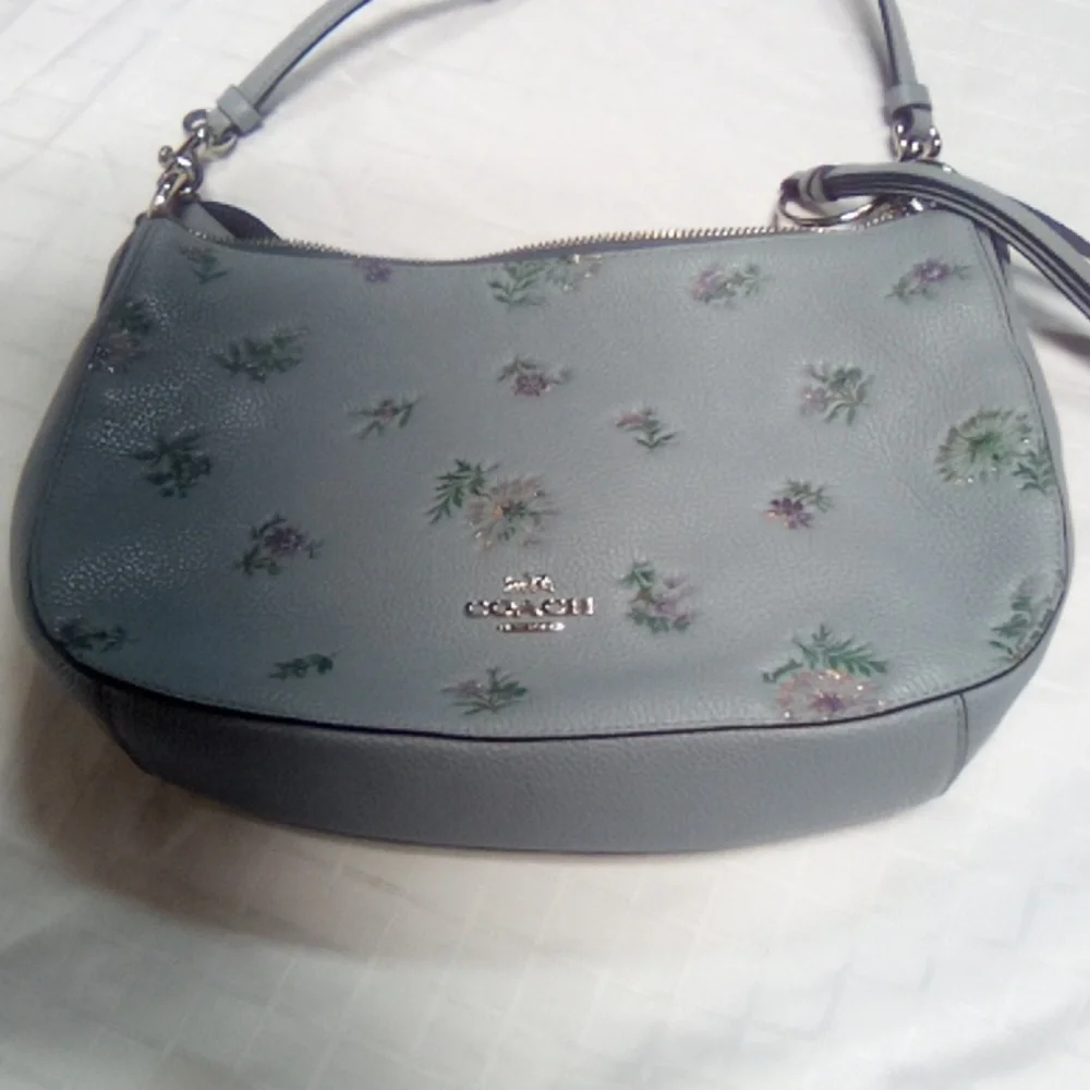 Coach Light Gray Floral Crossbody Bag - Picture 2 of 7